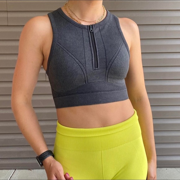 Aerie Offline Seamless Zip Longline Sports Bra - Picture 1 of 7